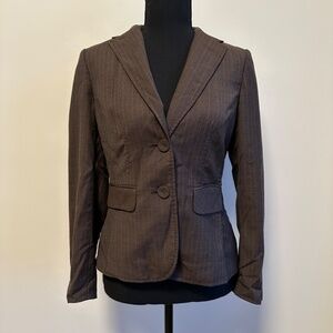 *ANN TAYLOR* Petite Brown x White Striped Blazer Suit Jacket Size 4P